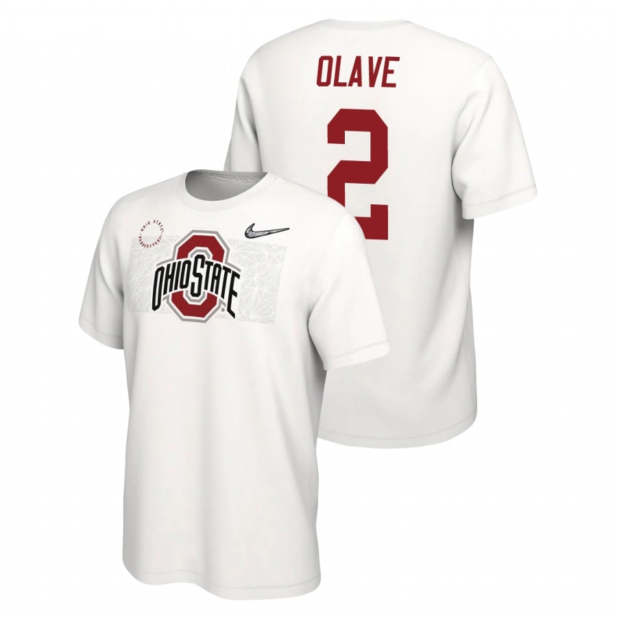 Ohio State Buckeyes Men's NCAA Chris Olave #2 White Nike Playoff College Football T-Shirt OTN6549MG